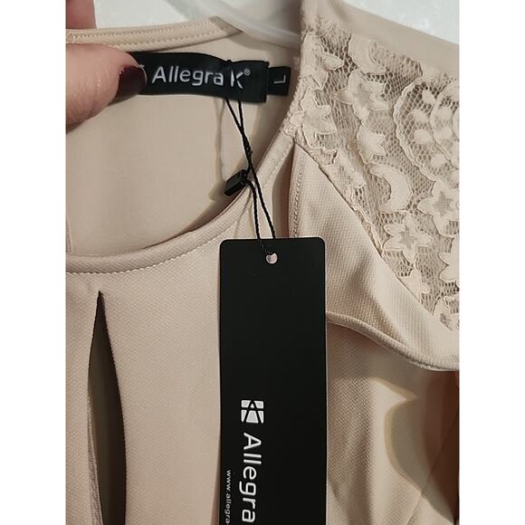 Allegra K Dress Hourglass Flare Zip Closure Back Lace Short Sleeve Sz Large NEW - Picture 4 of 10